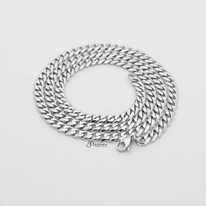 Glitters Necklaces Stainless Steel Beveled Cuban Chain Necklace 55mm width