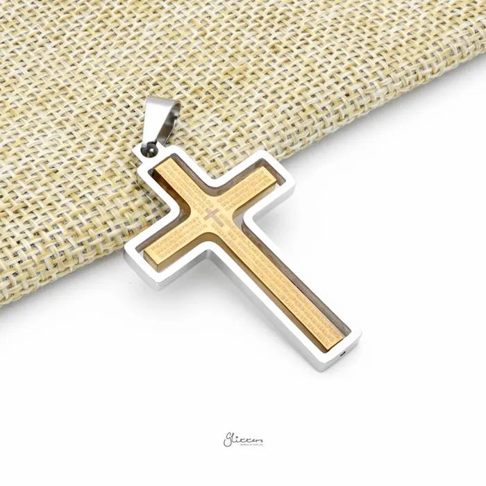 Glitters Necklaces Stainless Steel Rotatable Cross Pendant Gold