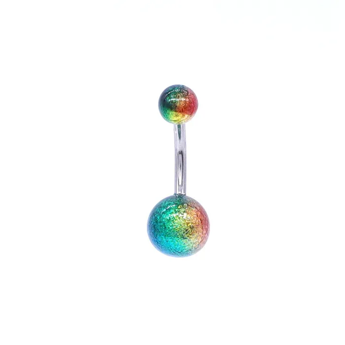 Glitters Rings Multi Colour Acrylic Balls Belly Button Navel Ring BlueGreen