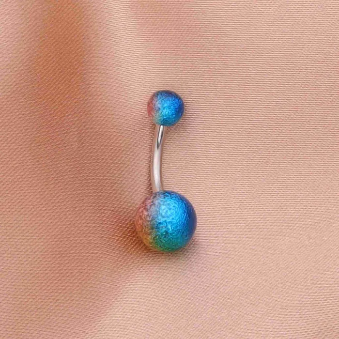 Glitters Rings Multi Colour Acrylic Balls Belly Button Navel Ring BlueGreen