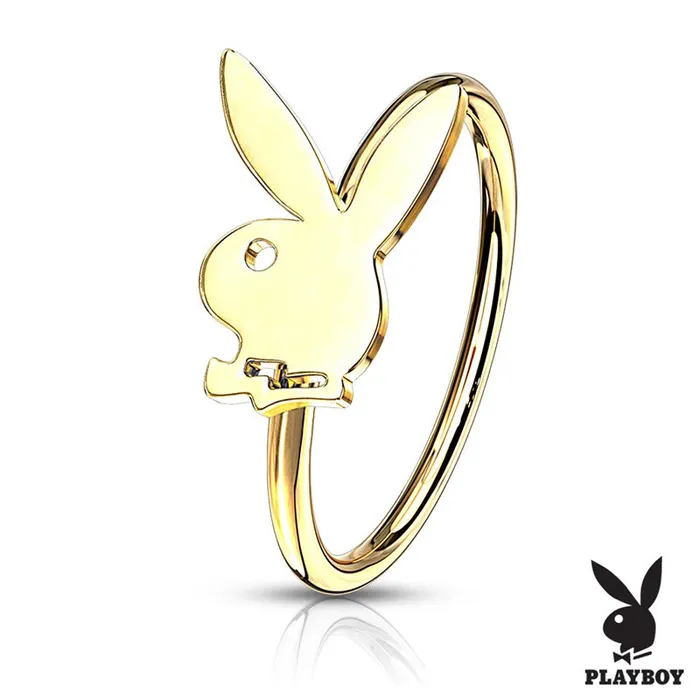 Glitters Rings Playboy Bunny Top Bendable Hoop Nose Ring Gold