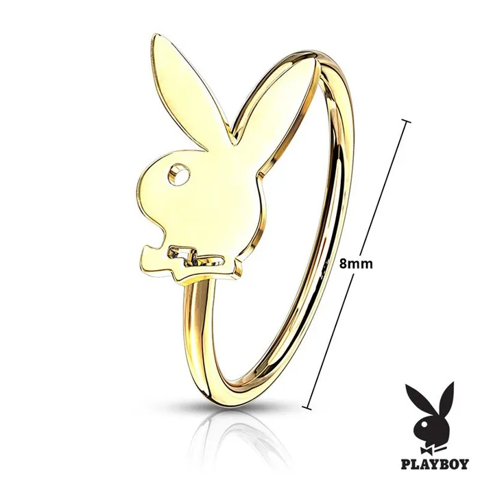 Glitters Rings Playboy Bunny Top Bendable Hoop Nose Ring Gold