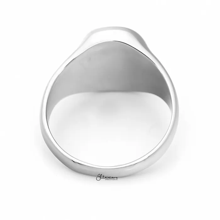 Glitters Rings Stainless Steel Oval Signet Blank Plain Ring Silver