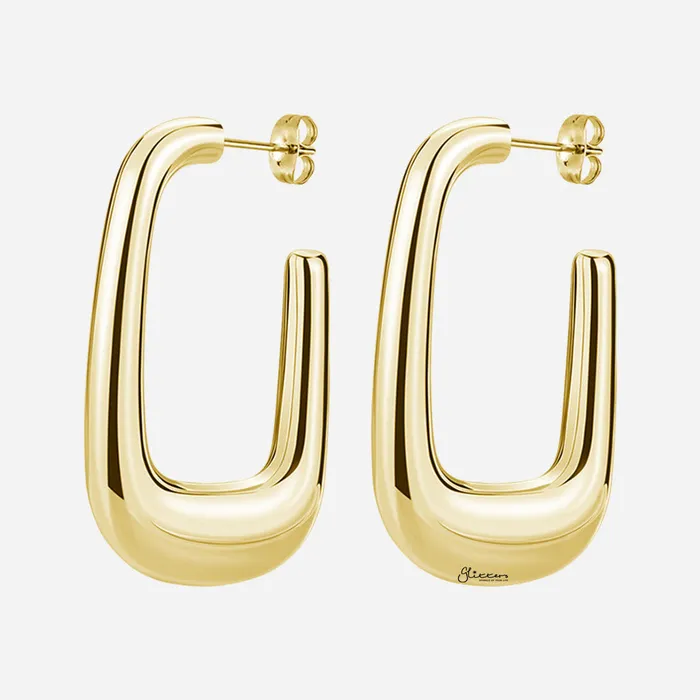 Glitters Stainless Steel Chunky U Shape Earrings Gold Earrings