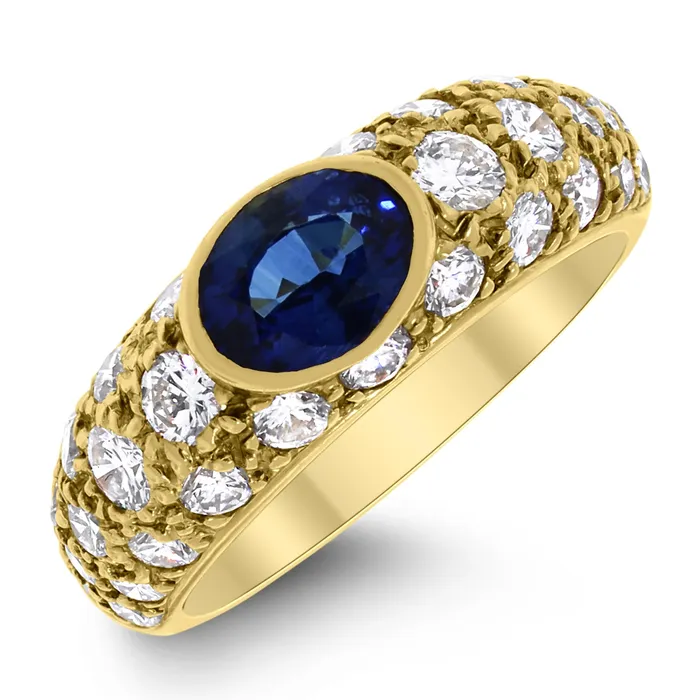 Gloria Diamond Sapphire Band 263 ct Sapphire Diamonds in Yellow Gold Beauvince Rings