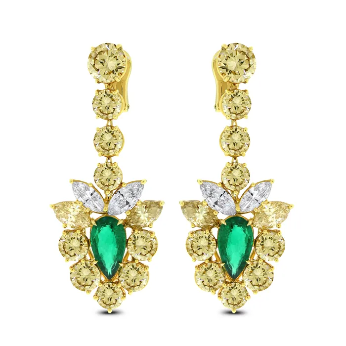 Golds Greens Diamond Emerald Earrings 2386 ct Diamonds Emeralds in Yellow Gold Beauvince Earrings Golds Greens Diamond Emerald Earrings 2386 ct Diamonds Emeralds in Yellow Gold Beauvince Earrings