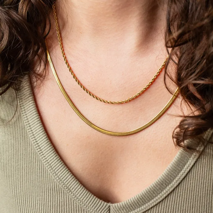 Grayling Necklaces Waterproof Gigi Herringbone Chain Necklace