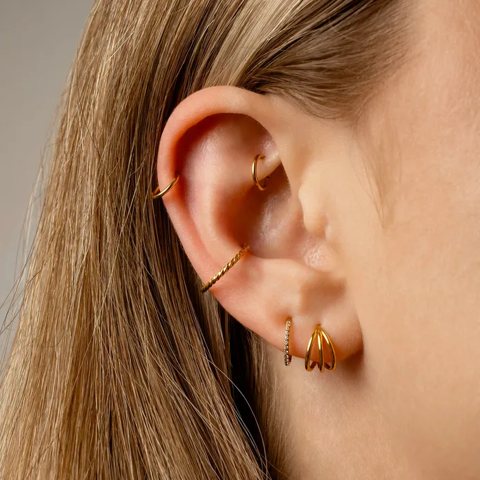 Grayling Rings Illusion Triple Row Hinged Segment Ring Titanium Clicker Hoop for Noses Ears Cartilage