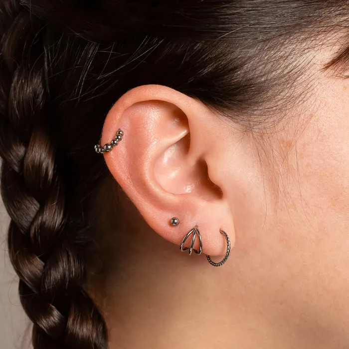 Grayling Rings Illusion Triple Row Hinged Segment Ring Titanium Clicker Hoop for Noses Ears Cartilage