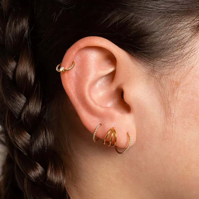 Grayling Rings Illusion Triple Row Hinged Segment Ring Titanium Clicker Hoop for Noses Ears Cartilage