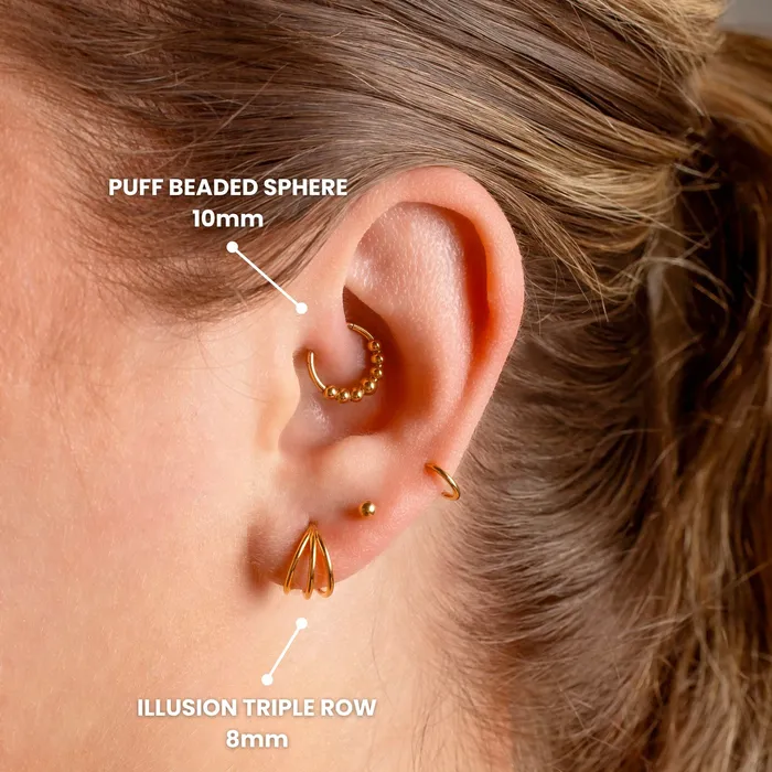 Grayling Rings Illusion Triple Row Hinged Segment Ring Titanium Clicker Hoop for Noses Ears Cartilage