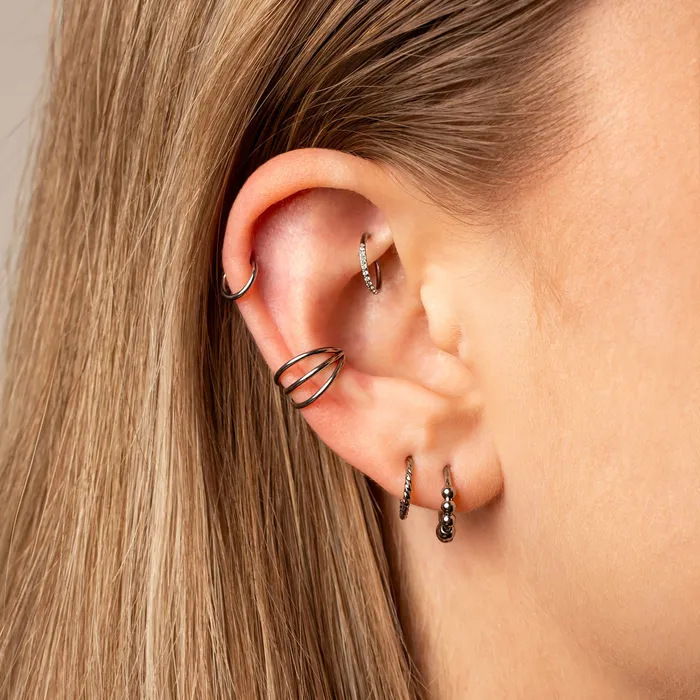 Grayling Rings Illusion Triple Row Hinged Segment Ring Titanium Clicker Hoop for Noses Ears Cartilage