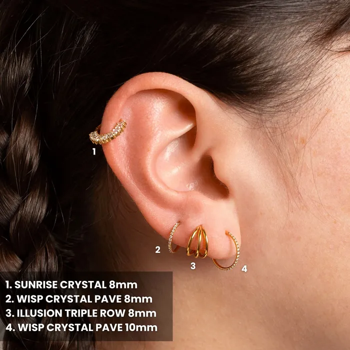 Grayling Rings Illusion Triple Row Hinged Segment Ring Titanium Clicker Hoop for Noses Ears Cartilage