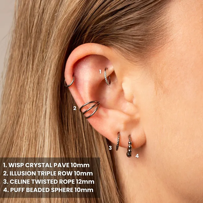 Grayling Rings Illusion Triple Row Hinged Segment Ring Titanium Clicker Hoop for Noses Ears Cartilage
