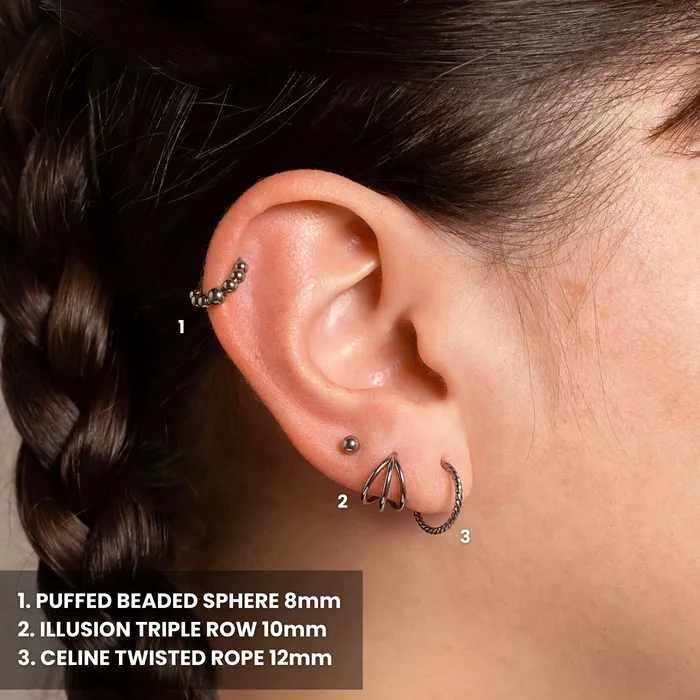 Grayling Rings Illusion Triple Row Hinged Segment Ring Titanium Clicker Hoop for Noses Ears Cartilage
