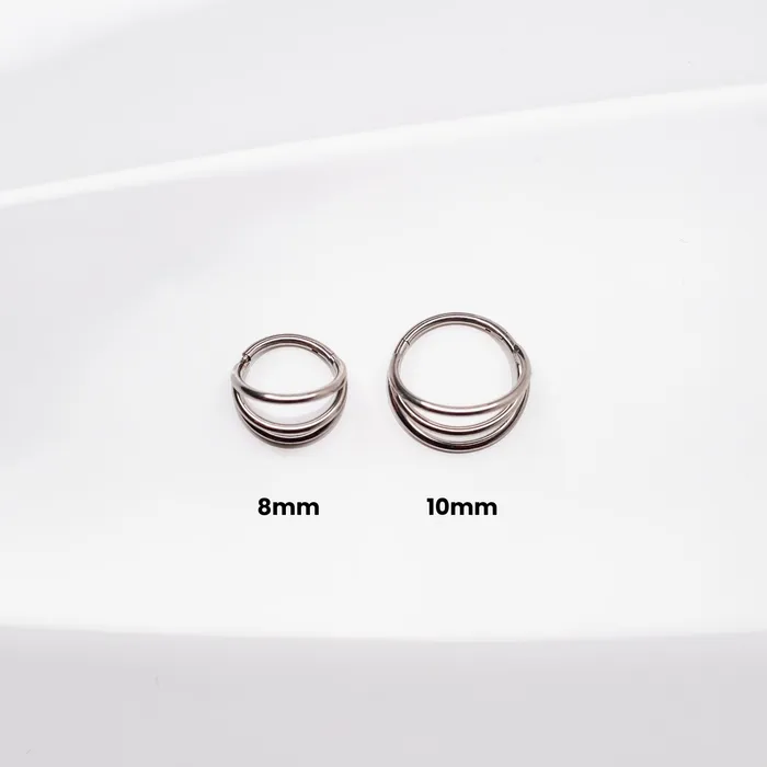 Grayling Rings Illusion Triple Row Hinged Segment Ring Titanium Clicker Hoop for Noses Ears Cartilage