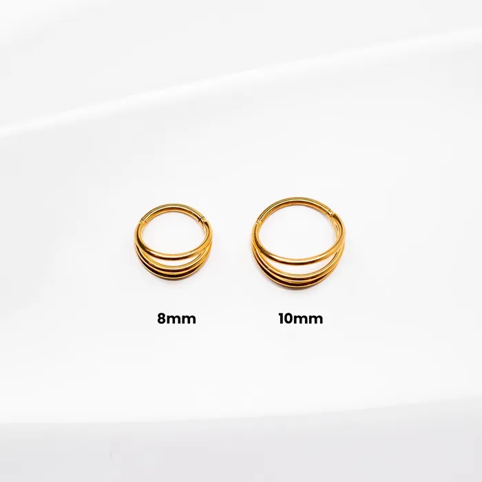 Grayling Rings Illusion Triple Row Hinged Segment Ring Titanium Clicker Hoop for Noses Ears Cartilage