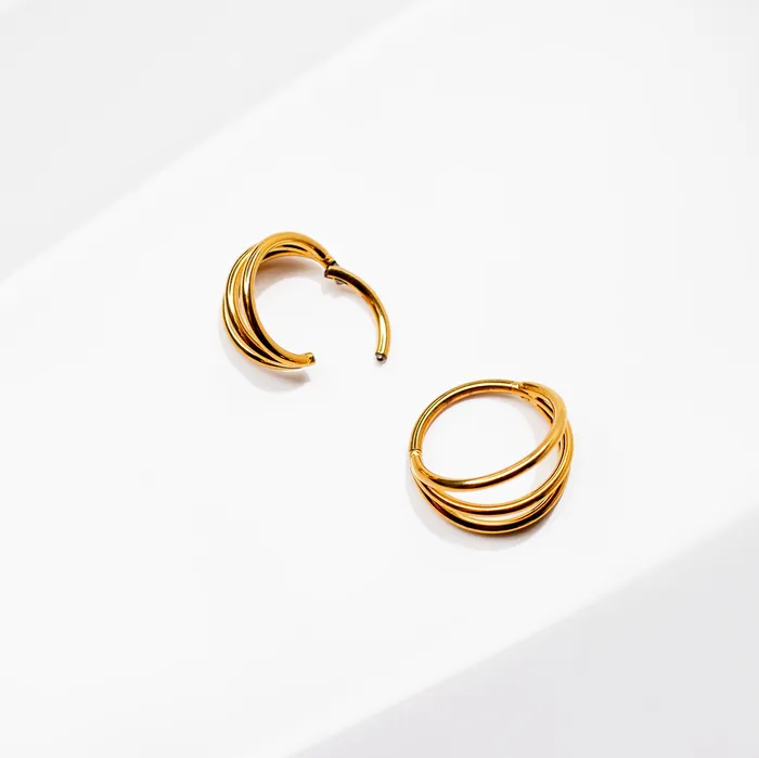 Grayling Rings Illusion Triple Row Hinged Segment Ring Titanium Clicker Hoop for Noses Ears Cartilage