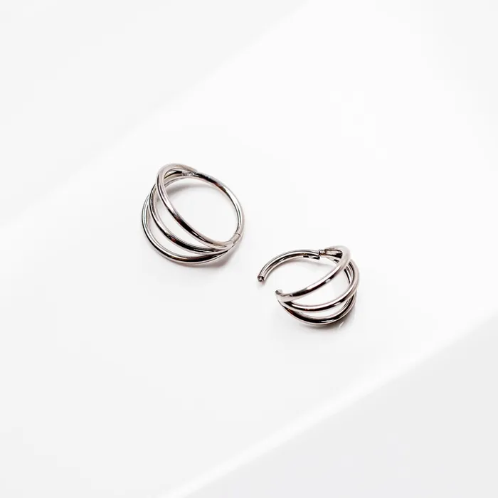 Grayling Rings Illusion Triple Row Hinged Segment Ring Titanium Clicker Hoop for Noses Ears Cartilage