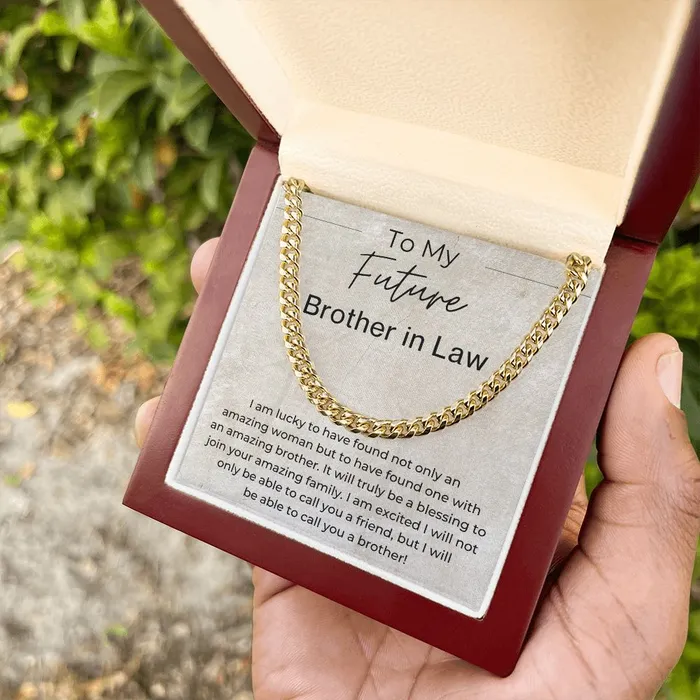 I Am Lucky Gift for Future Brother in Law from the Groom to Be Cuban Linked Chain Necklace ShineOn Fulfillment Necklaces