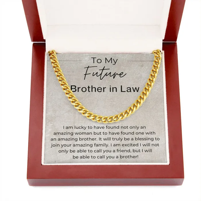 I Am Lucky Gift for Future Brother in Law from the Groom to Be Cuban Linked Chain Necklace ShineOn Fulfillment Necklaces