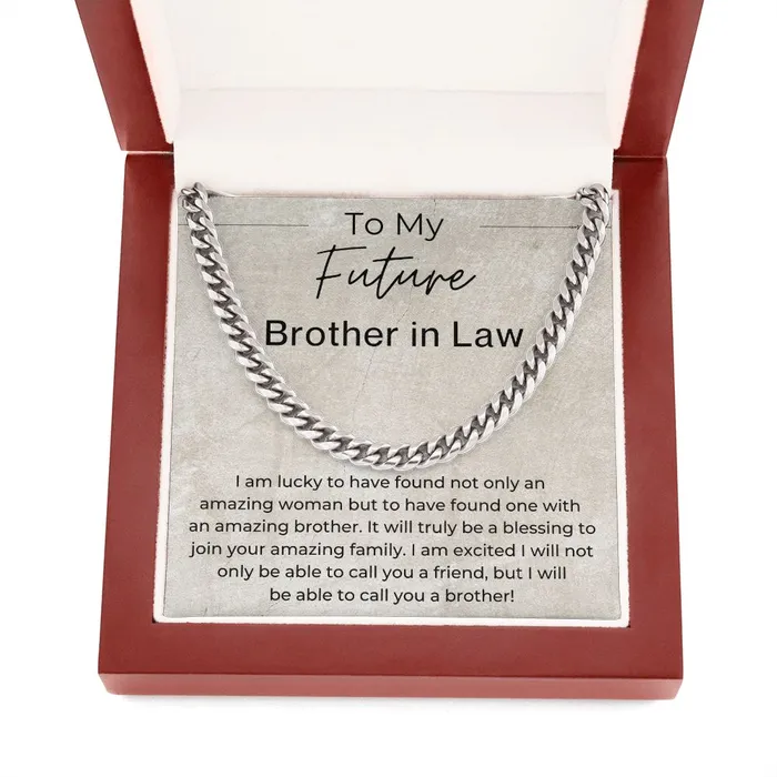 I Am Lucky Gift for Future Brother in Law from the Groom to Be Cuban Linked Chain Necklace ShineOn Fulfillment Necklaces