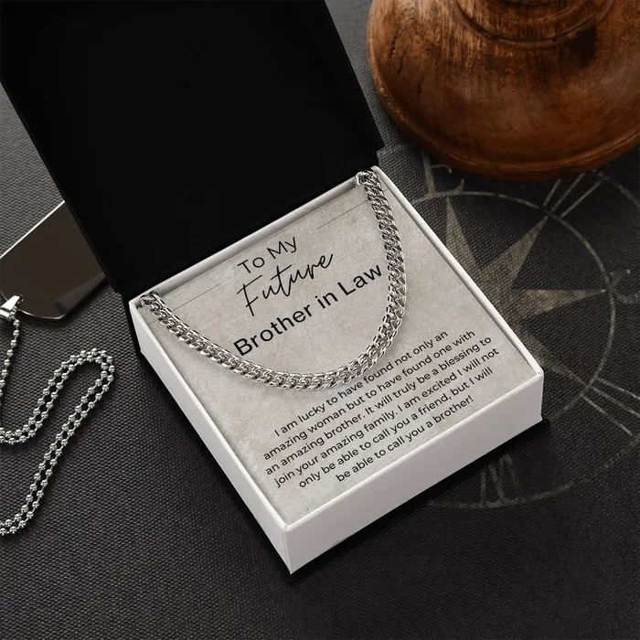 I Am Lucky Gift for Future Brother in Law from the Groom to Be Cuban Linked Chain Necklace ShineOn Fulfillment Necklaces