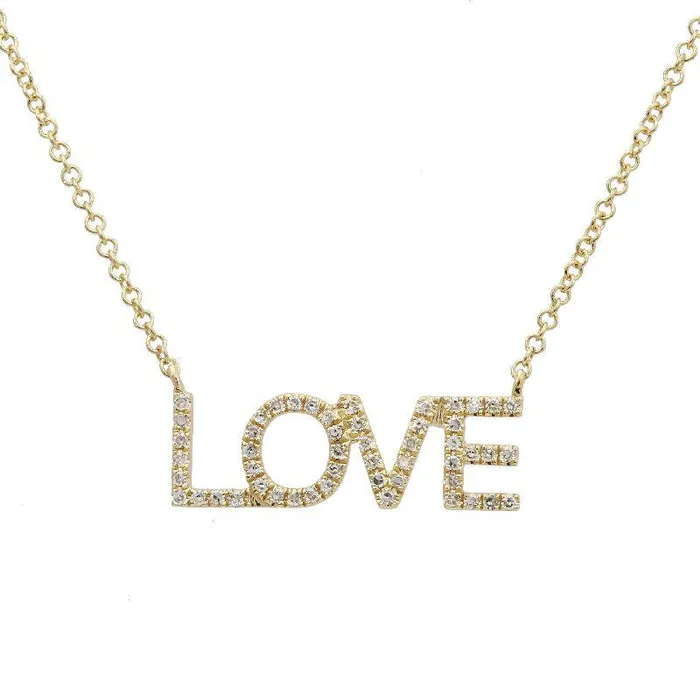 Izakov Diamonds Fine Jewelry Necklaces 14K Gold Diamond Pave Love Statement Necklace Izakov Diamonds Fine Jewelry Necklaces 14K Gold Diamond Pave Love Statement Necklace