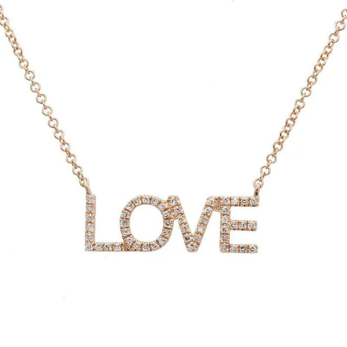 Izakov Diamonds Fine Jewelry Necklaces 14K Gold Diamond Pave Love Statement Necklace