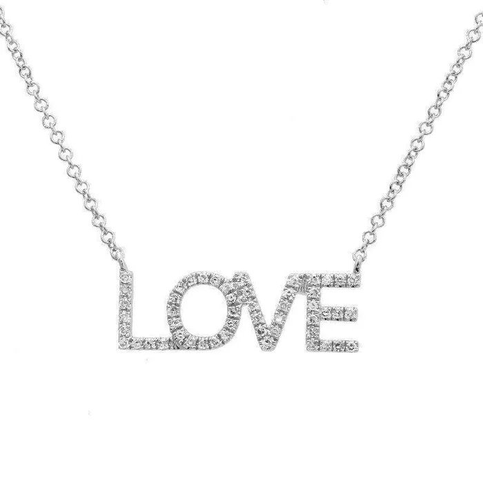 Izakov Diamonds Fine Jewelry Necklaces 14K Gold Diamond Pave Love Statement Necklace