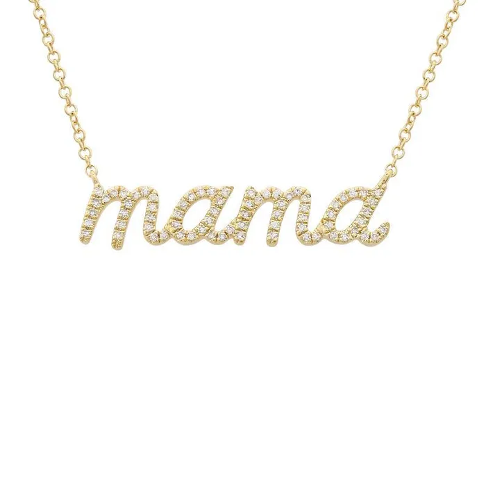 Izakov Diamonds Fine Jewelry Necklaces 14K Gold Diamond Script Mama Statement Necklace Izakov Diamonds Fine Jewelry Necklaces 14K Gold Diamond Script Mama Statement Necklace