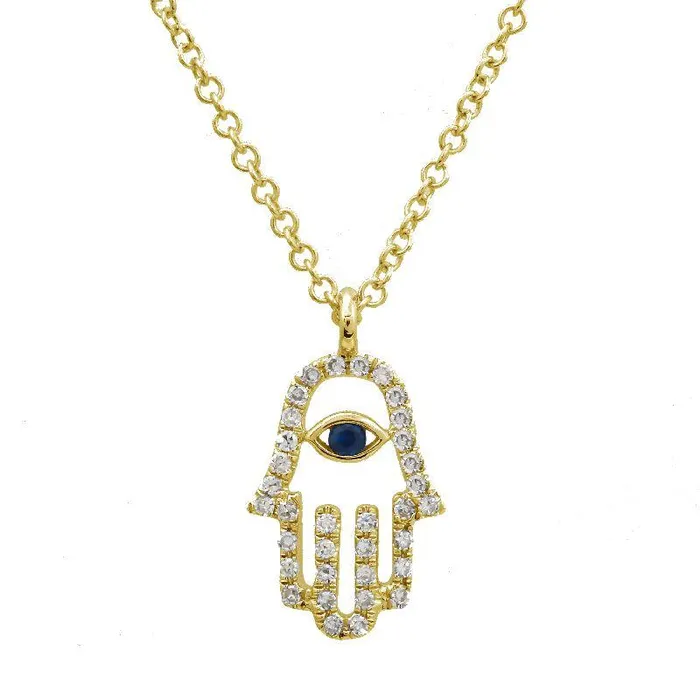 Izakov Diamonds Fine Jewelry Necklaces 14K Gold Pave Diamond Hamsa Necklace