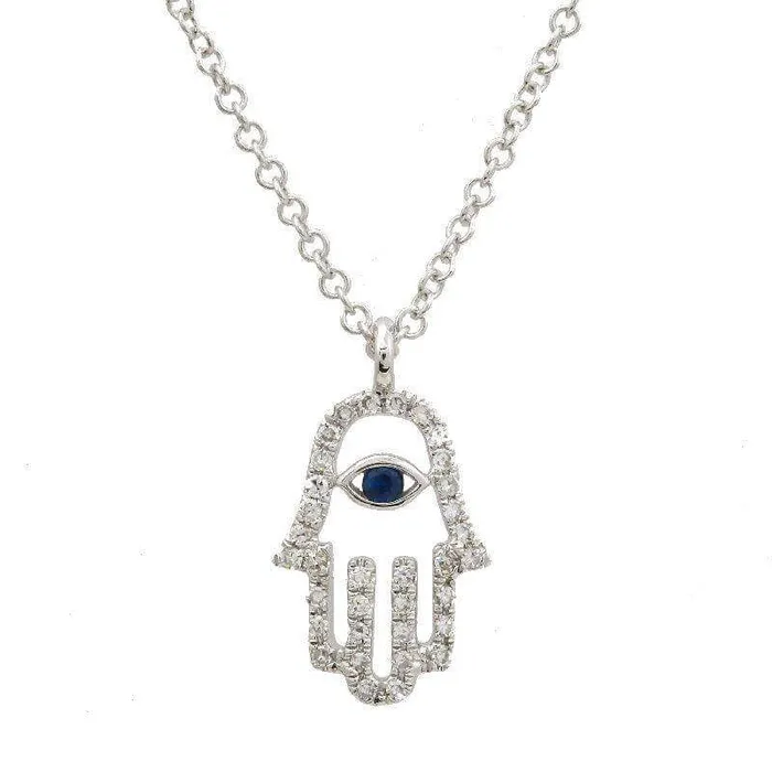 Izakov Diamonds Fine Jewelry Necklaces 14K Gold Pave Diamond Hamsa Necklace