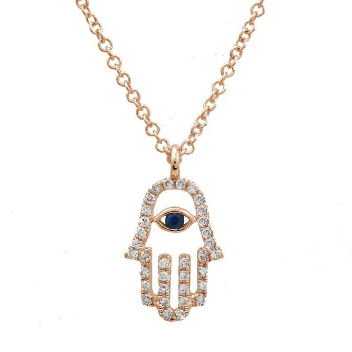 Izakov Diamonds Fine Jewelry Necklaces 14K Gold Pave Diamond Hamsa Necklace