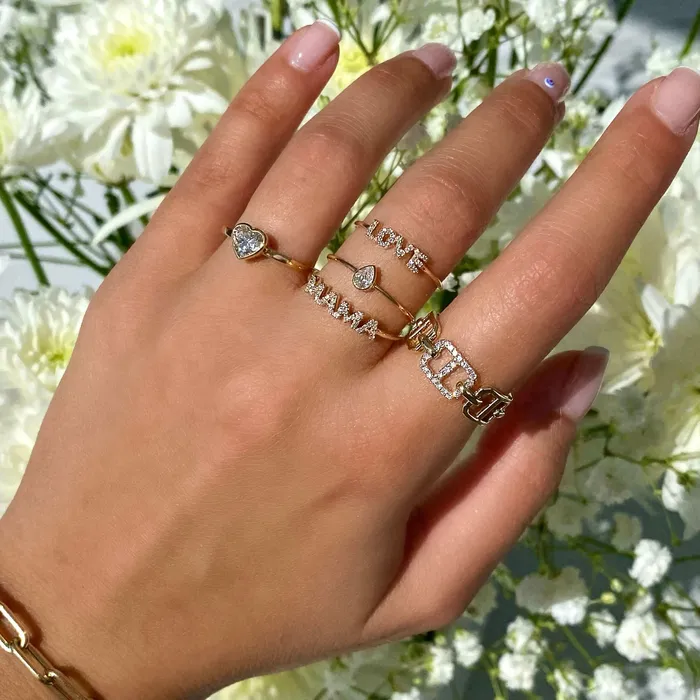 Izakov Diamonds Fine Jewelry Rings 14K Gold Petite Diamond Love Ring