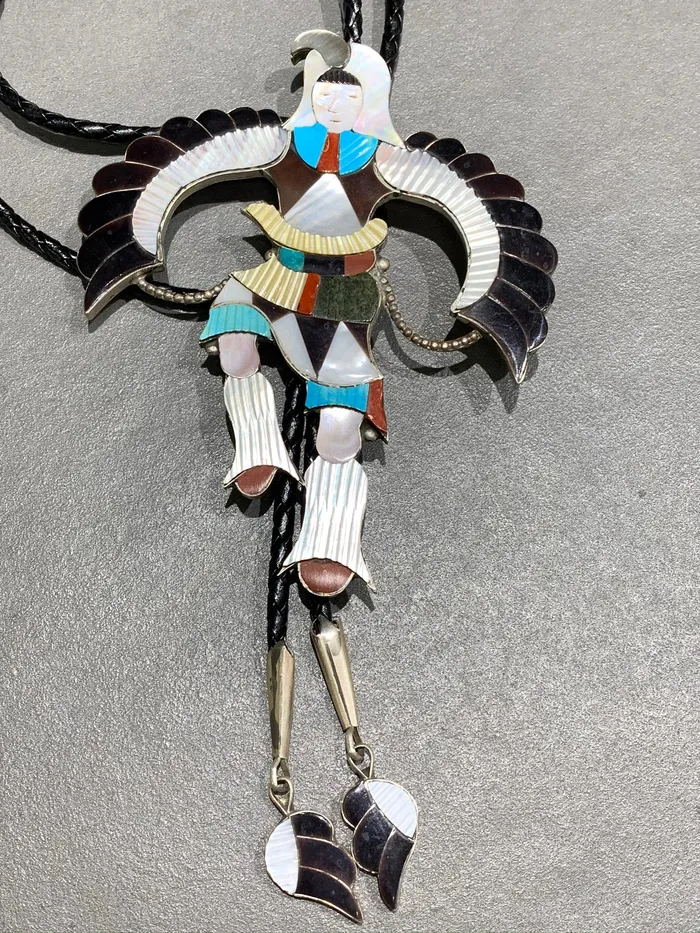 JONATHAN BEYUKA Rings JONATHAN BEYUKA ZUNI INLAY EAGLE DANCER STERLING SILVER BOLO