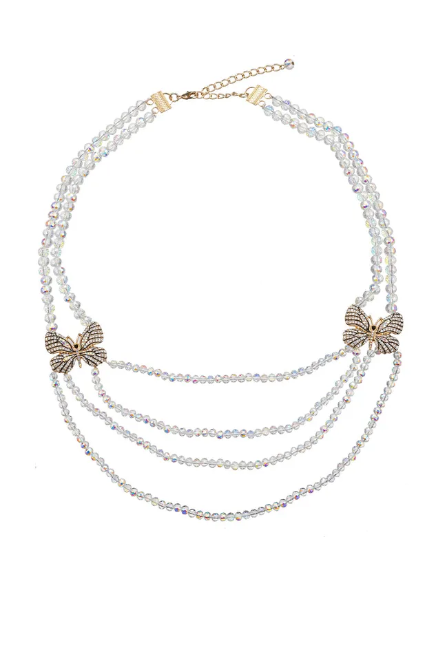 Julia AB Beaded Butterfly Necklace Eye Candy LA Necklaces