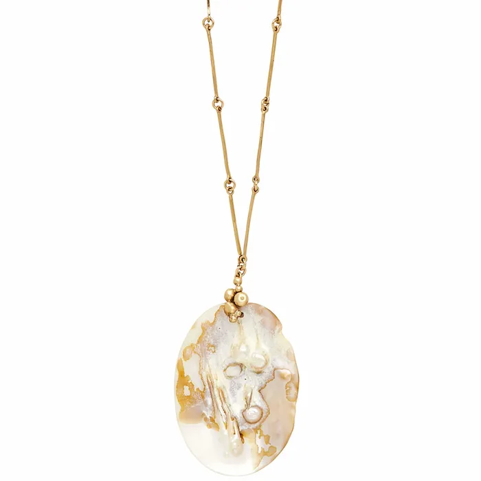 Julie Cohn Design Necklaces CRATER BRONZE MABE PEARL PENDANT