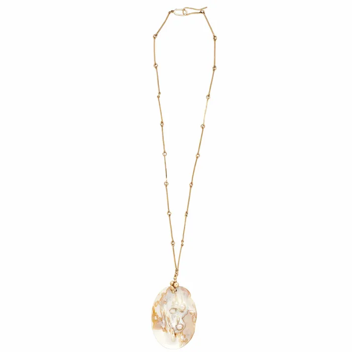 Julie Cohn Design Necklaces CRATER BRONZE MABE PEARL PENDANT