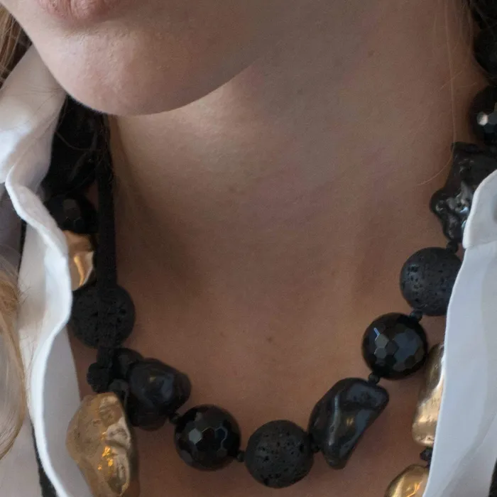 Julie Cohn Design Necklaces MOLTEN ONYX BRONZE STATEMENT NECKLACE