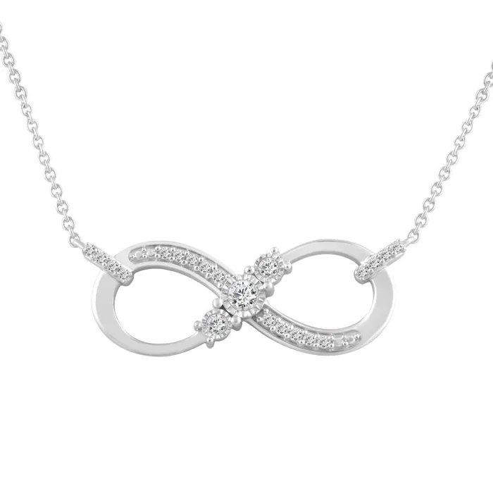LADIES NECKLACE 025CT ROUND DIAMOND 10K WHITE GOLD AV Necklaces