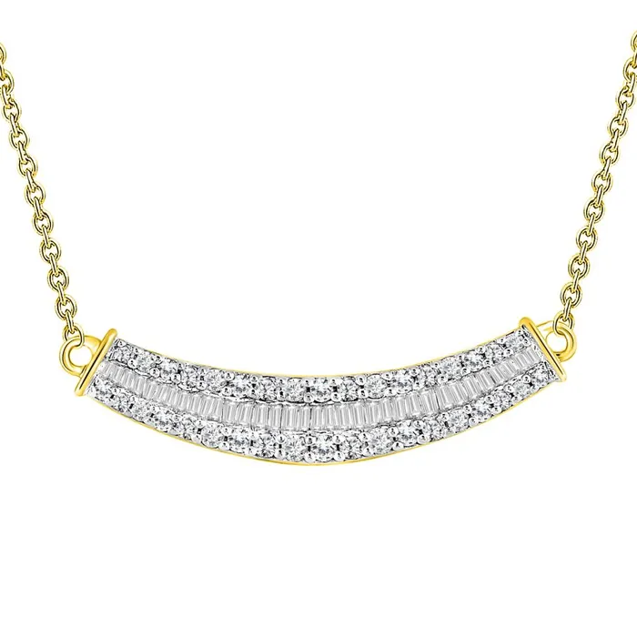 LADIES NECKLACE 050CT ROUNDBAGUETTE DIAMOND 14K YELLOW GOLD SI QUALITY AV Necklaces LADIES NECKLACE 050CT ROUNDBAGUETTE DIAMOND 14K YELLOW GOLD SI QUALITY AV Necklaces