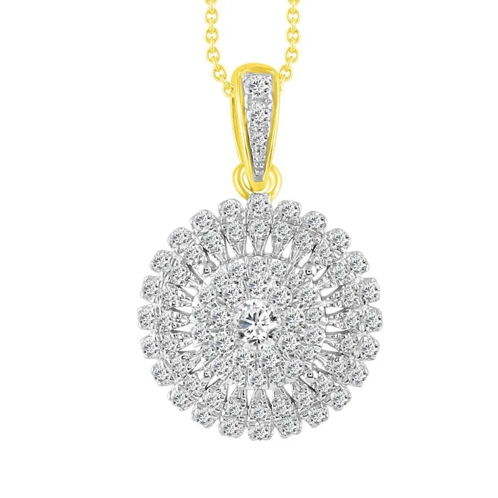 LADIES PENDANT 050CT ROUND DIAMOND 10K YELLOW GOLD AV Necklaces