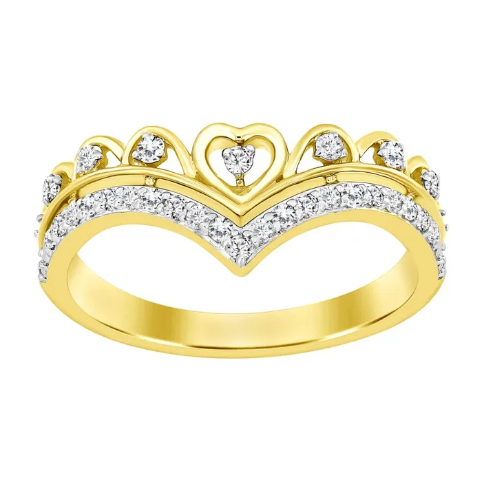 LADIES RING 020CT ROUND DIAMOND 10K YELLOW GOLD AV Rings