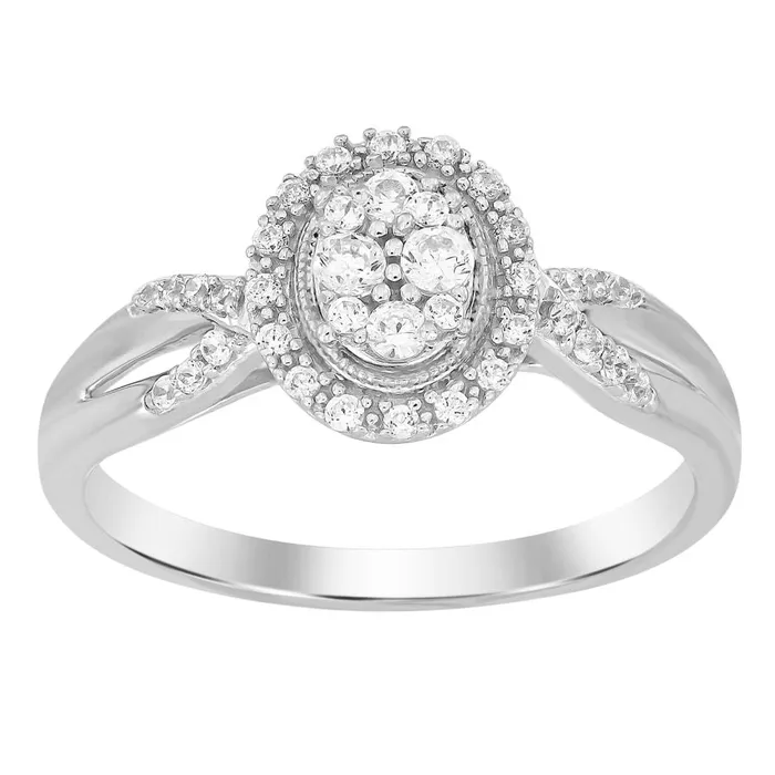 LADIES RING 025CT ROUND DIAMOND 10K WHITE GOLD AV Rings