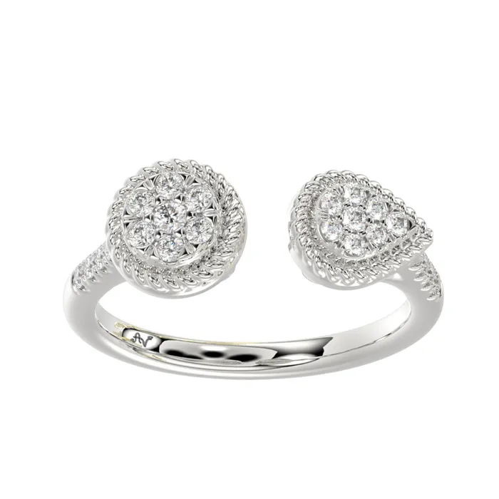 LADIES RING 025CT ROUND DIAMOND 14K WHITE GOLD AV Rings