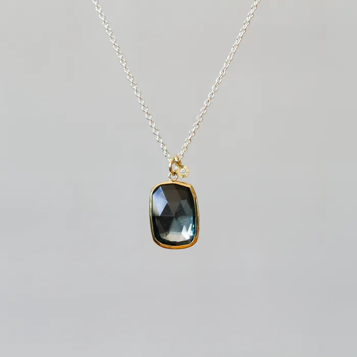 London Blue Topaz Silver and Gold Theia Necklace 8 Corey Egan Necklaces