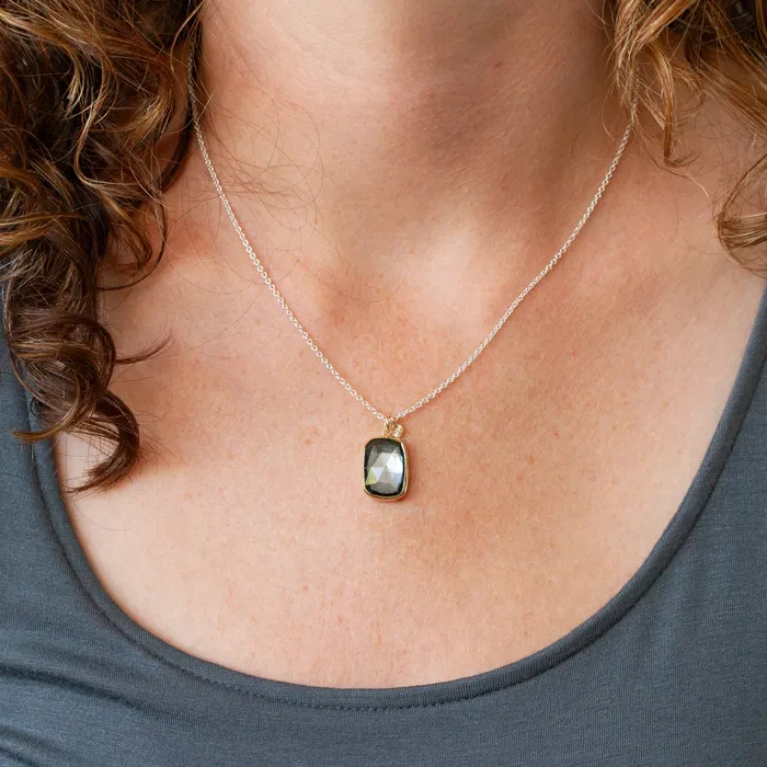 London Blue Topaz Silver and Gold Theia Necklace 8 Corey Egan Necklaces