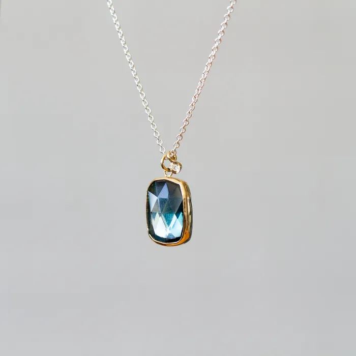London Blue Topaz Silver and Gold Theia Necklace 8 Corey Egan Necklaces