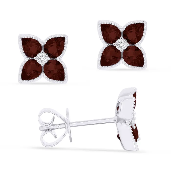 MADISON L Earrings Madison L 14K White Gold 165ctw Cluster Style Pear Garnets and Diamonds Earrings MADISON L Earrings Madison L 14K White Gold 165ctw Cluster Style Pear Garnets and Diamonds Earrings